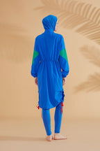Woven Sax Burkini Modest Swimwear M2306 Covered Burkini Swimwear La Vie Bien Woven Sax Burkini Modest Swimwear M2306