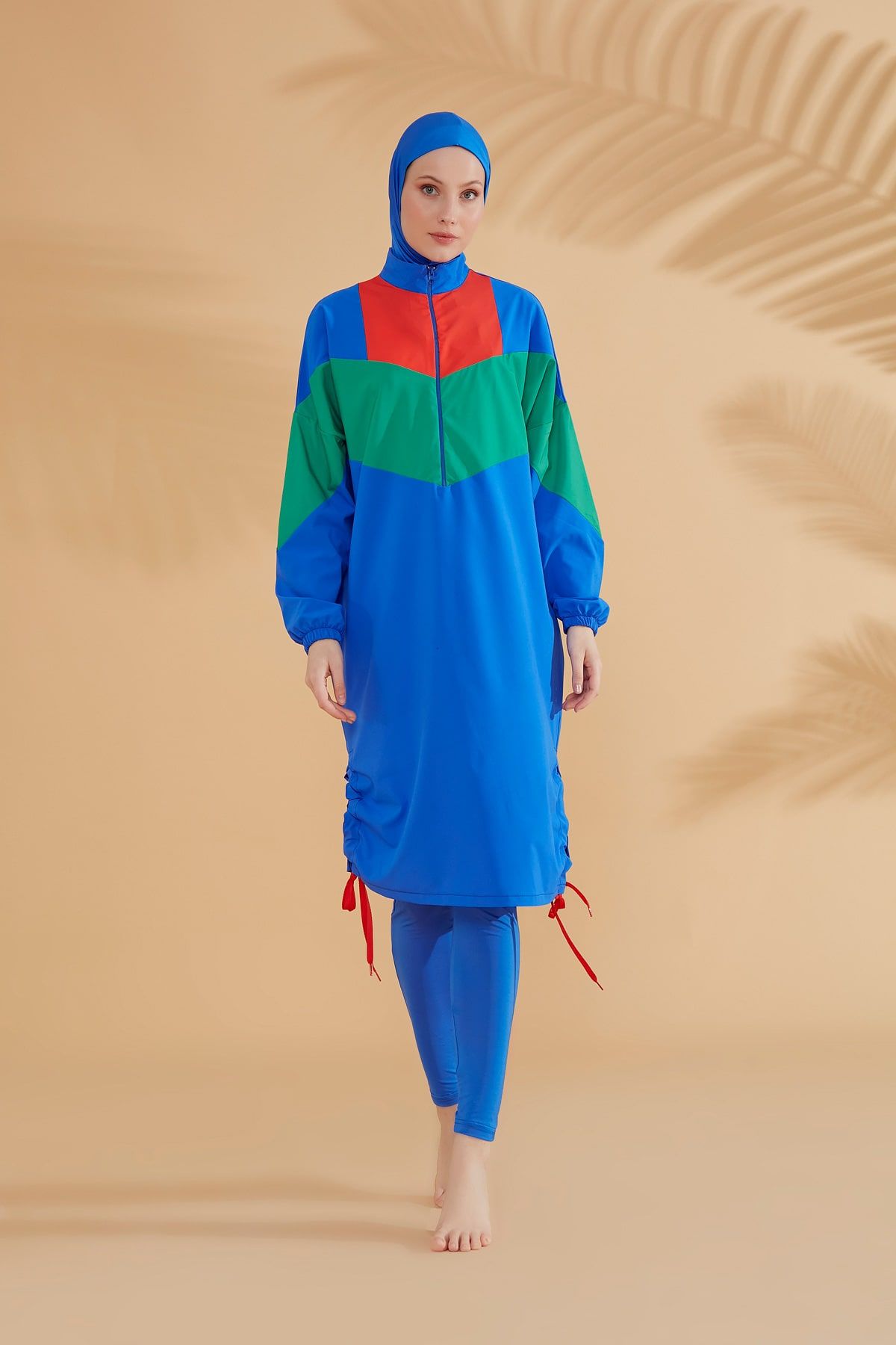 Woven Sax Burkini Modest Swimwear M2306 Covered Burkini Swimwear La Vie Bien Woven Sax Burkini Modest Swimwear M2306