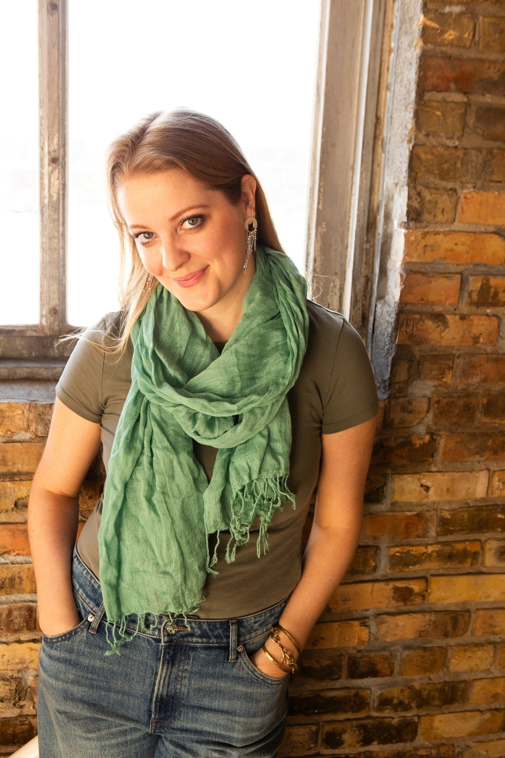 Woven Simplicity Scarf - Jade by Fair Anita