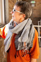 Woven Striped Scarf - Graphite Pop of Color by Fair Anita