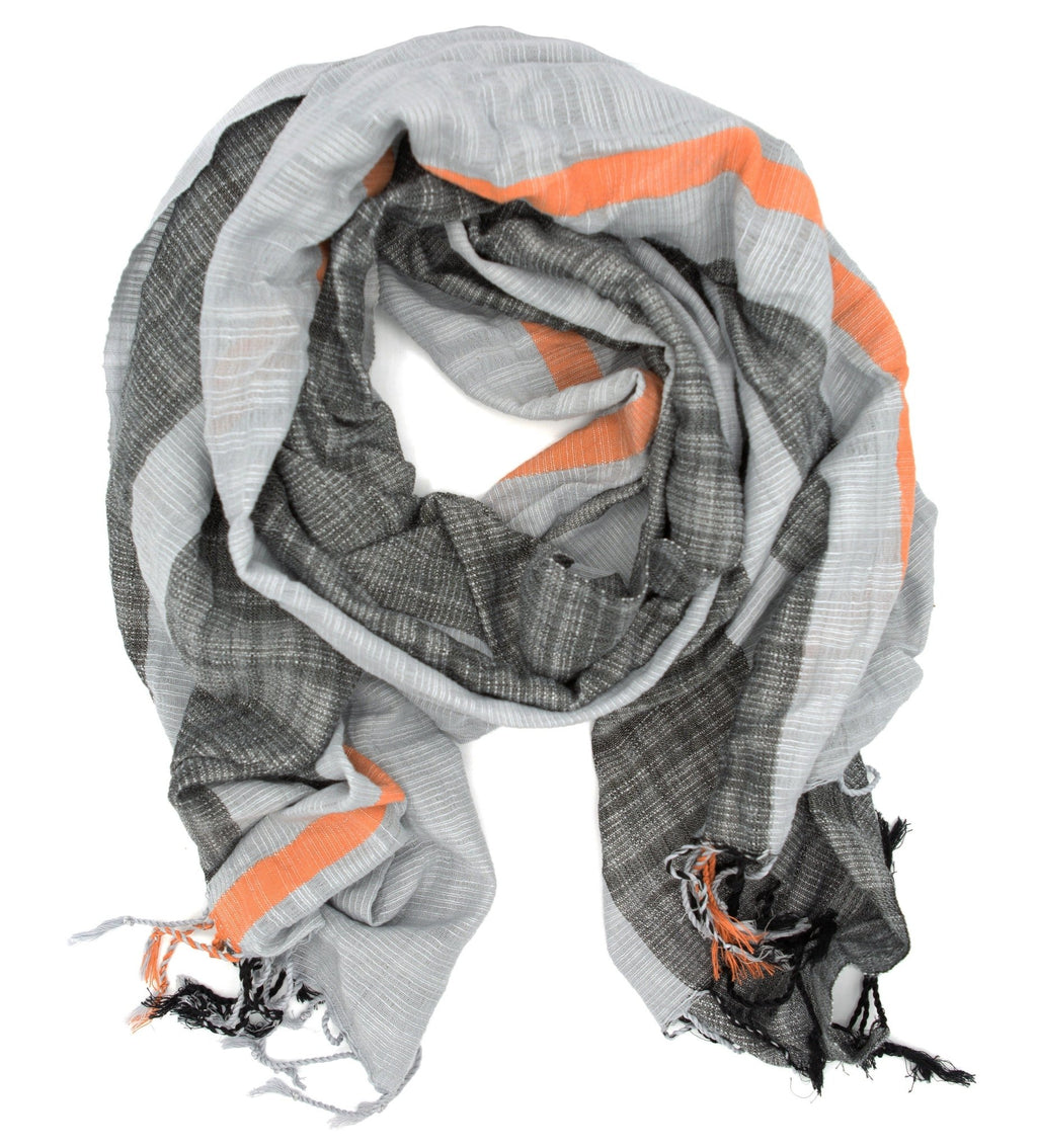 Woven Striped Scarf - Graphite Pop of Color by Fair Anita