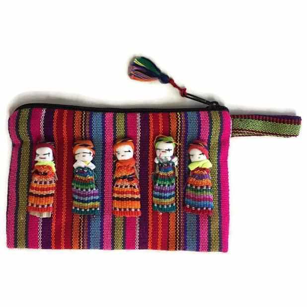 Woven Worry Doll Multicolor Pouch - Guatemala Bags La Vie Bien Woven Worry Doll Multicolor Pouch - Guatemala
