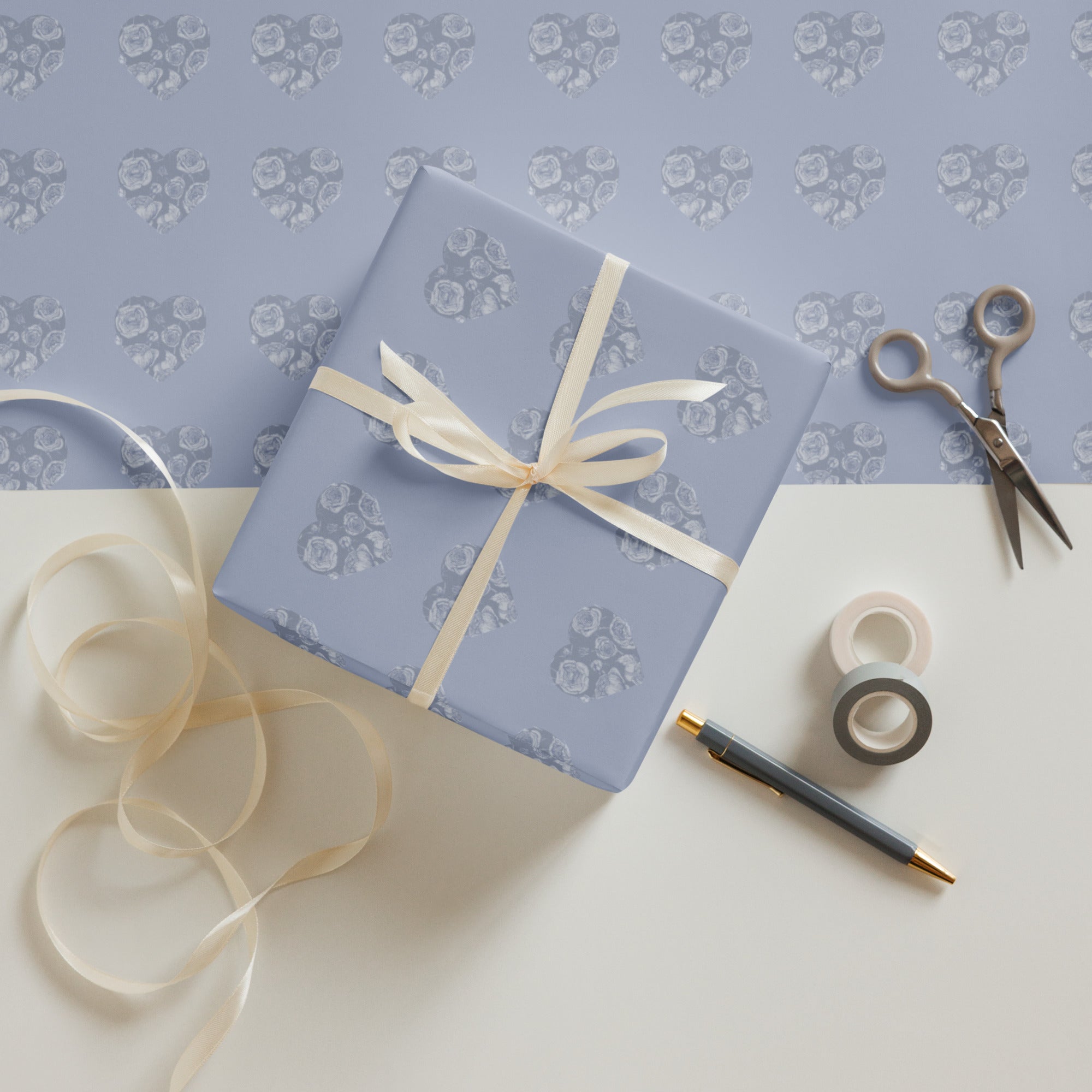 Soft gray hearts Wrapping paper sheets