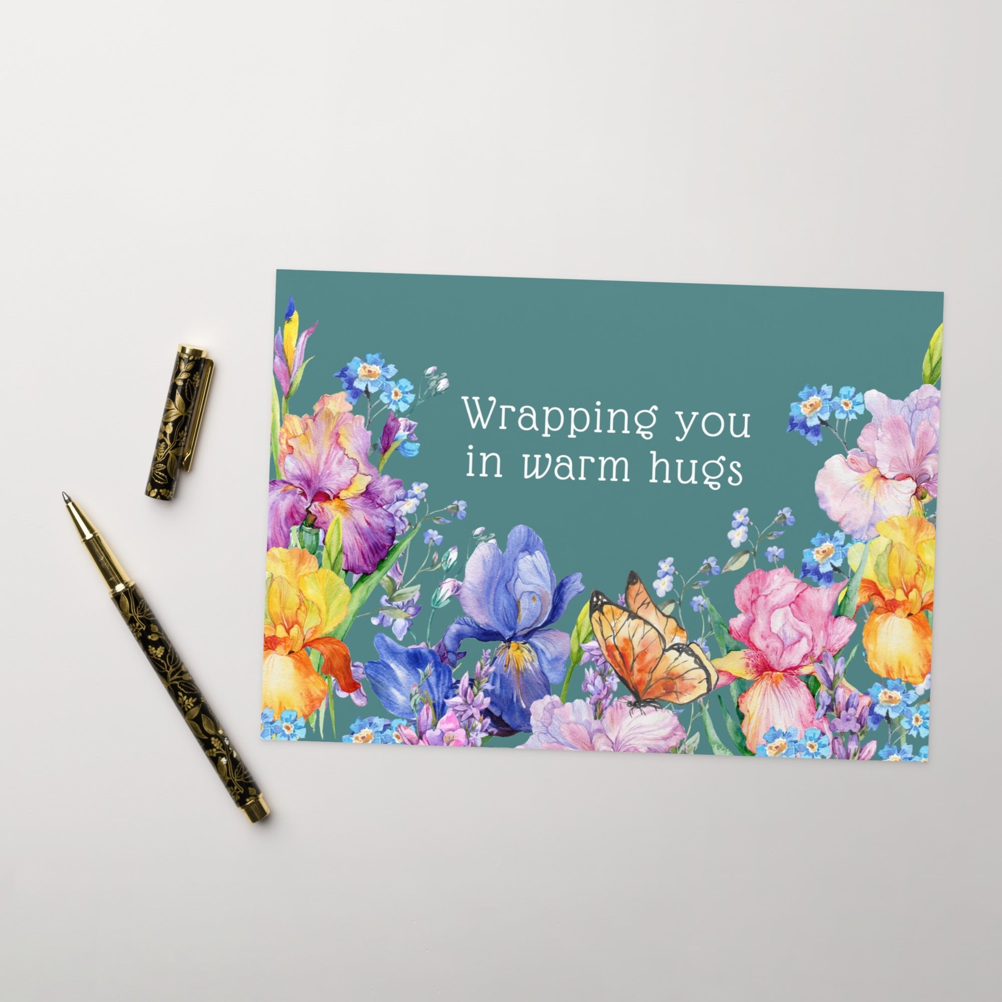 Wrapping you in warm hugs colorful floral comfort Greeting card, blank with envelope Greeting card La Vie Bien Wrapping you in warm hugs colorful floral comfort Greeting card, blank with envelope
