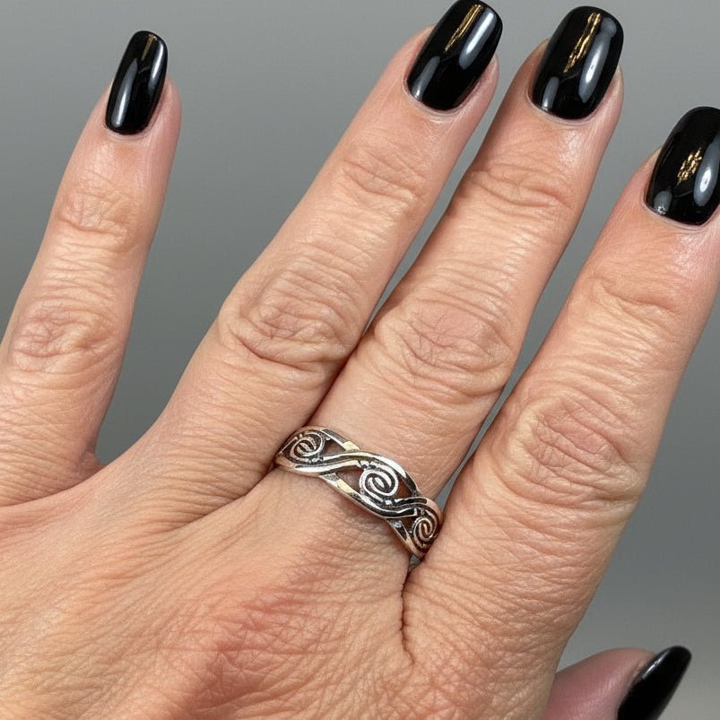 Wren Celtic Triple Spiral Ring in Sterling Silver Ring La Vie Bien Wren Celtic Triple Spiral Ring in Sterling Silver