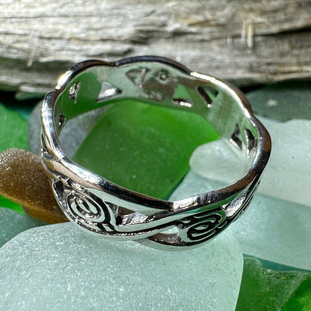 Wren Celtic Triple Spiral Ring in Sterling Silver Ring La Vie Bien Wren Celtic Triple Spiral Ring in Sterling Silver