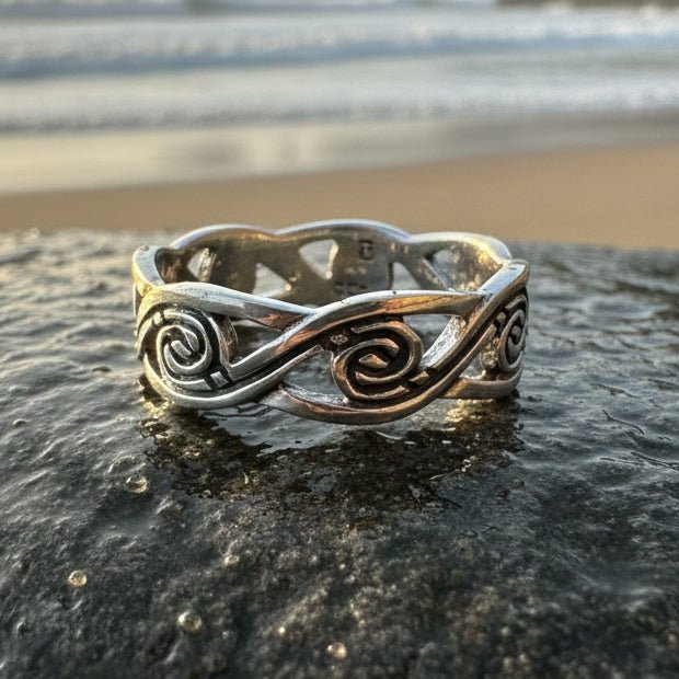Wren Celtic Triple Spiral Ring in Sterling Silver Ring La Vie Bien Wren Celtic Triple Spiral Ring in Sterling Silver