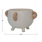 Wren Terracotta Planter with Rattan Handles by White Cliff Studio