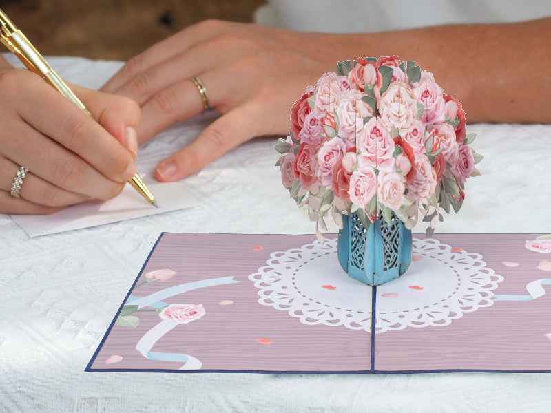 Pink Roses Pop Up Card