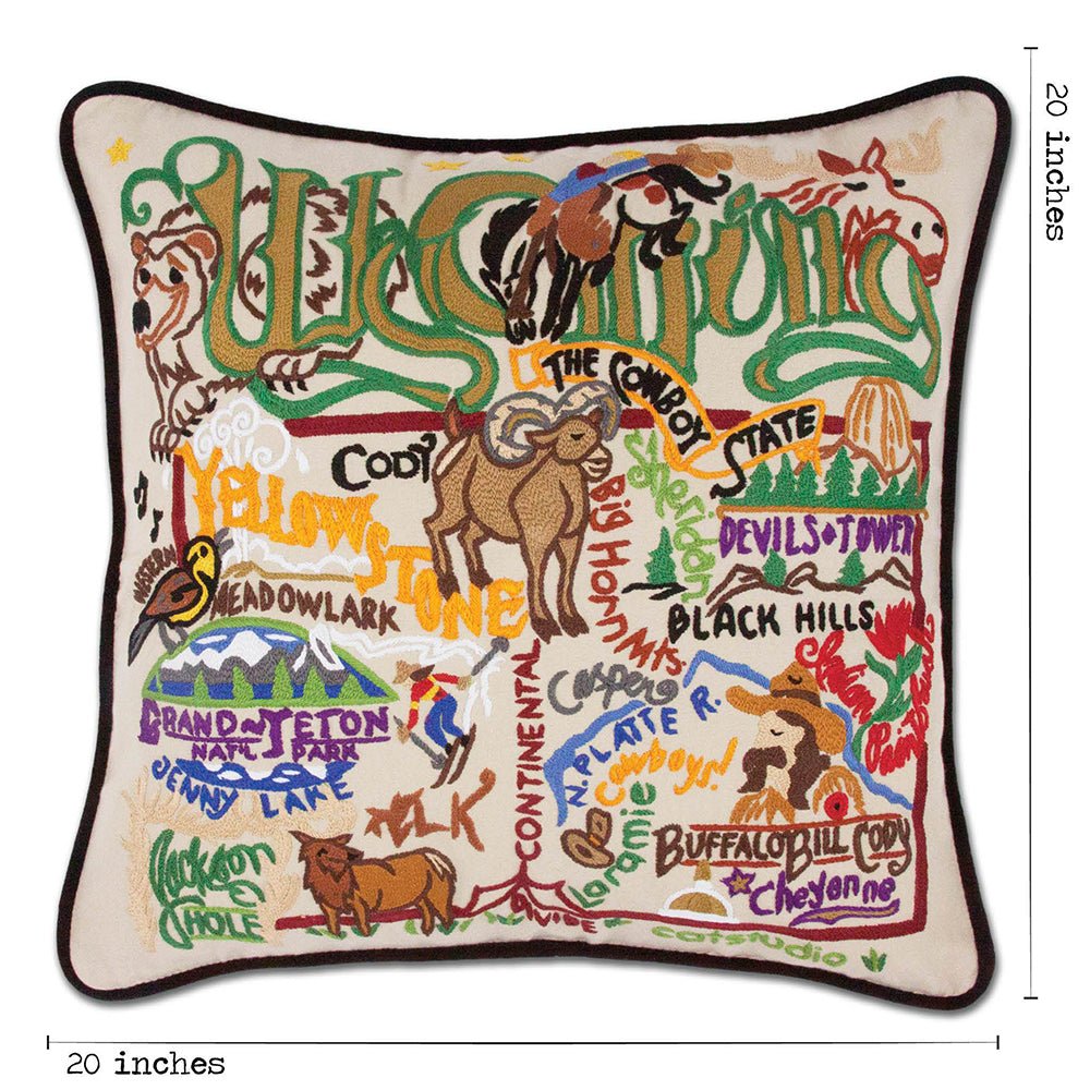 Wyoming Hand - Embroidered Pillow Pillows La Vie Bien Wyoming Hand - Embroidered Pillow