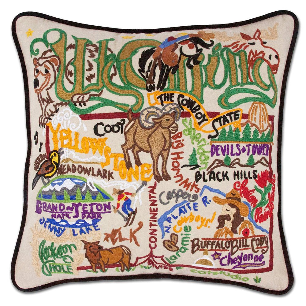 Wyoming Hand - Embroidered Pillow Pillows La Vie Bien Wyoming Hand - Embroidered Pillow