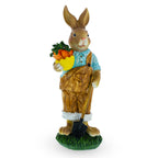 Farmer Bunny with Carrots Shovel Figurine - Spring Home Decor 8.9 Inches