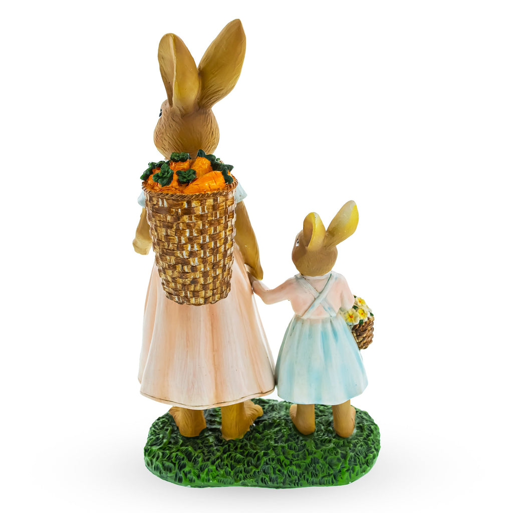 Easter Bunny Mother and Child Figurine - Spring Home Decor 11 Inches