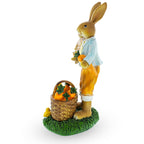 Father & Child Easter Bunny Figurine – Spring Rabbit Statue with Carrots and Chicks Spring Decor 11 Inches Tall
