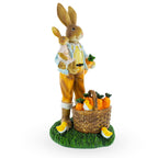 Father & Child Easter Bunny Figurine – Spring Rabbit Statue with Carrots and Chicks Spring Decor 11 Inches Tall