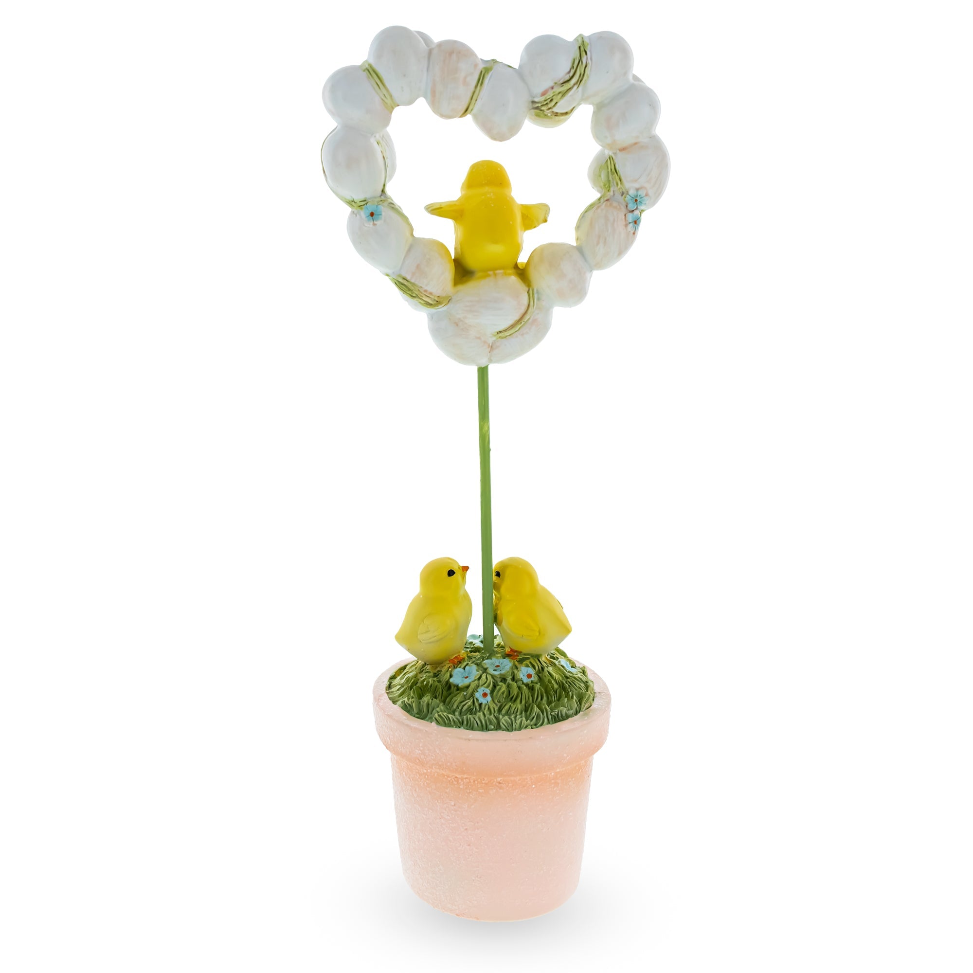 Easter Chick Heart Egg Topiary Figurine - Tabletop Spring Decor 12.5 Inches