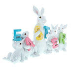 Wooden-Style Easter Bunny Figurine - 8.7" Tall Spring Letter Mantel Decor