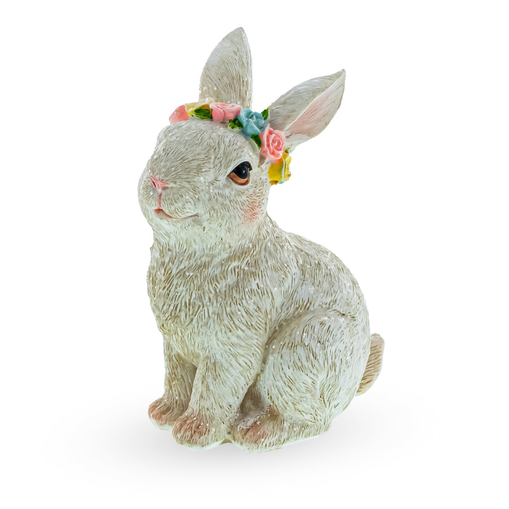 Bunny with Textured Fur Figurine  Elegant Spring & Easter Rabbit Decoration 4.2 Inches