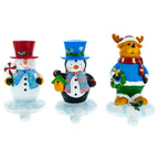 Set of 3 Christmas Stocking Holders - Snowman Penguin Reindeer Mantel Hooks