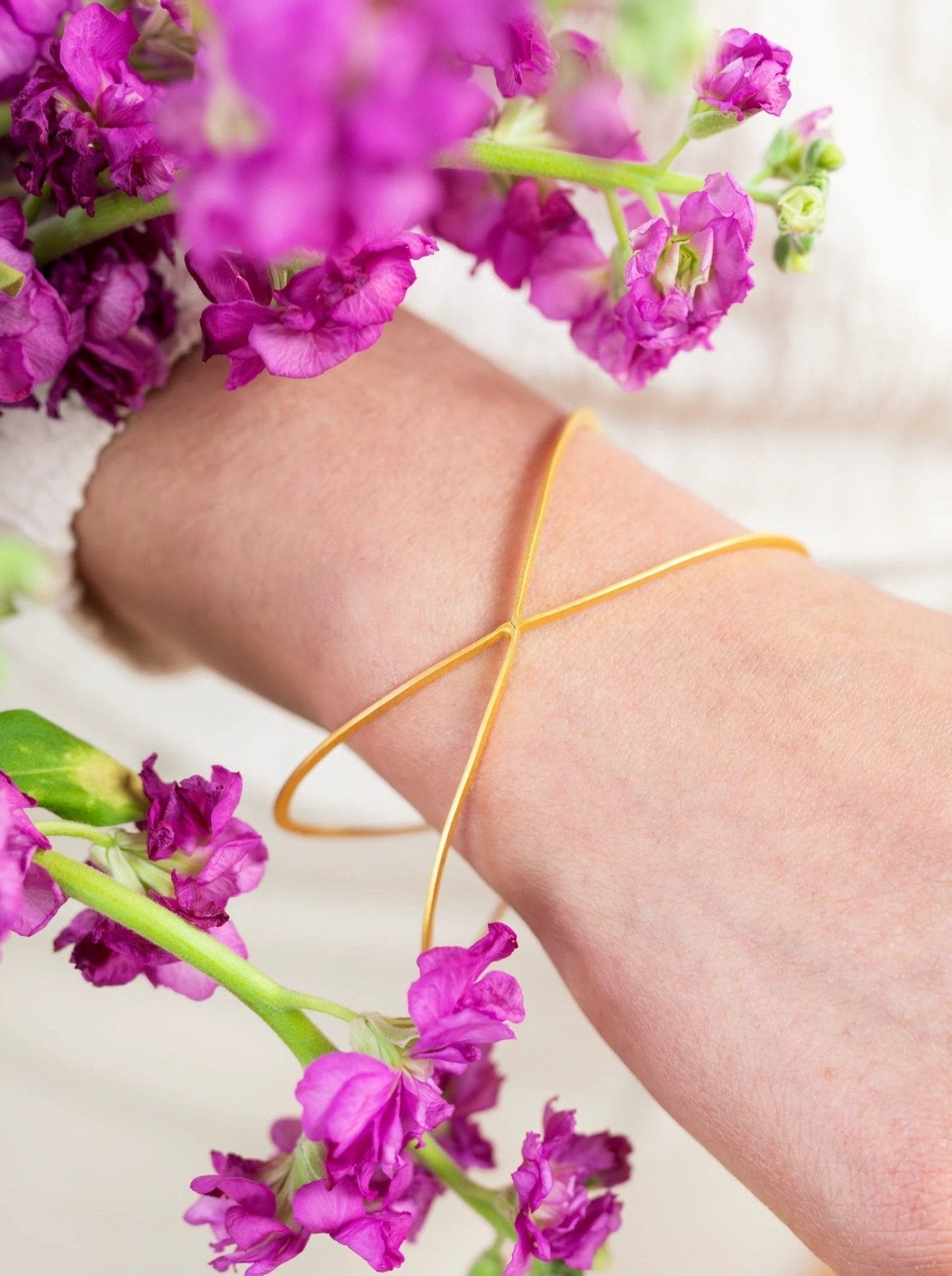 X Leaf Bangle Bracelet by Ash & Rose