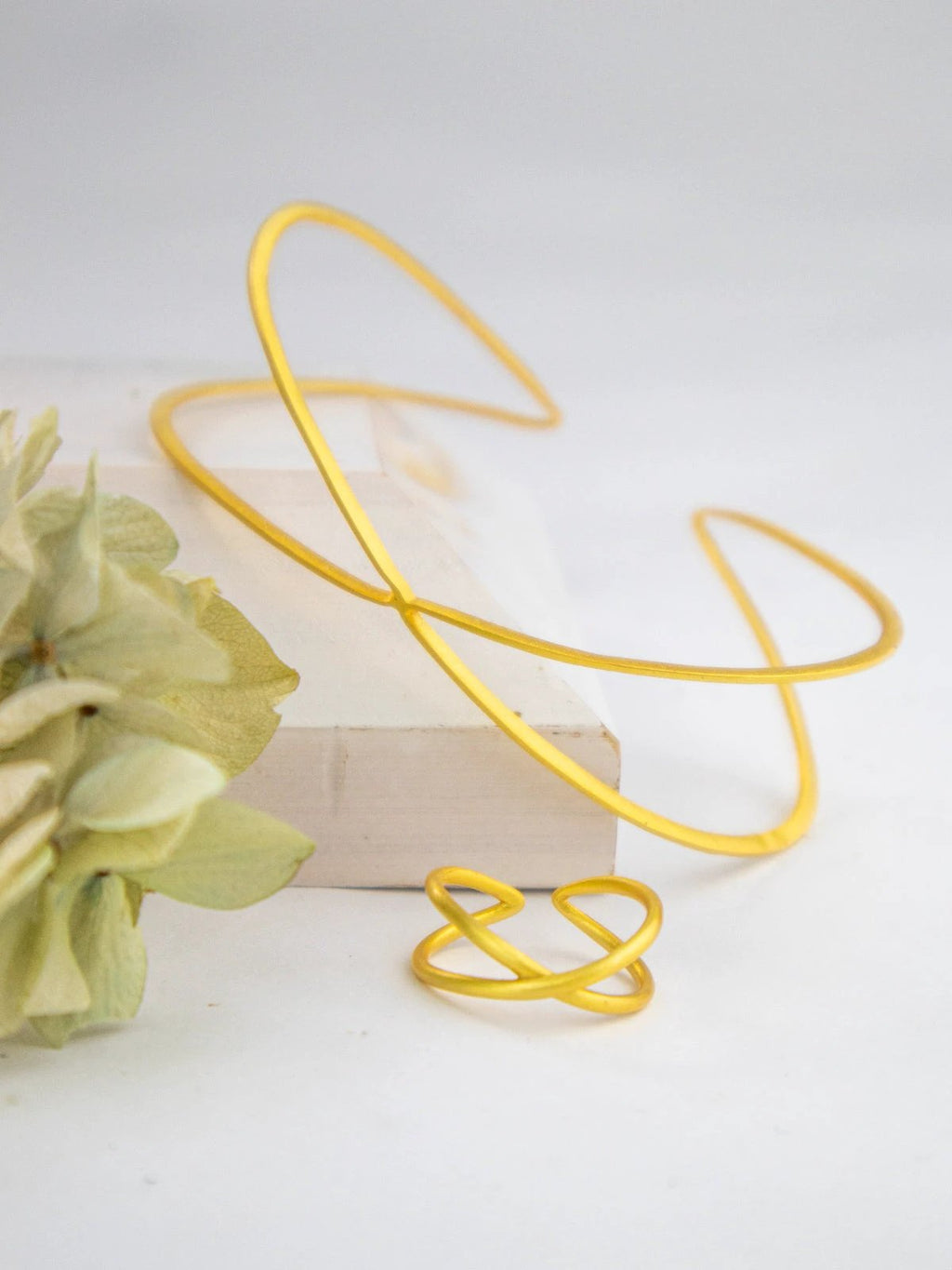 X Leaf Bangle Bracelet by Ash & Rose