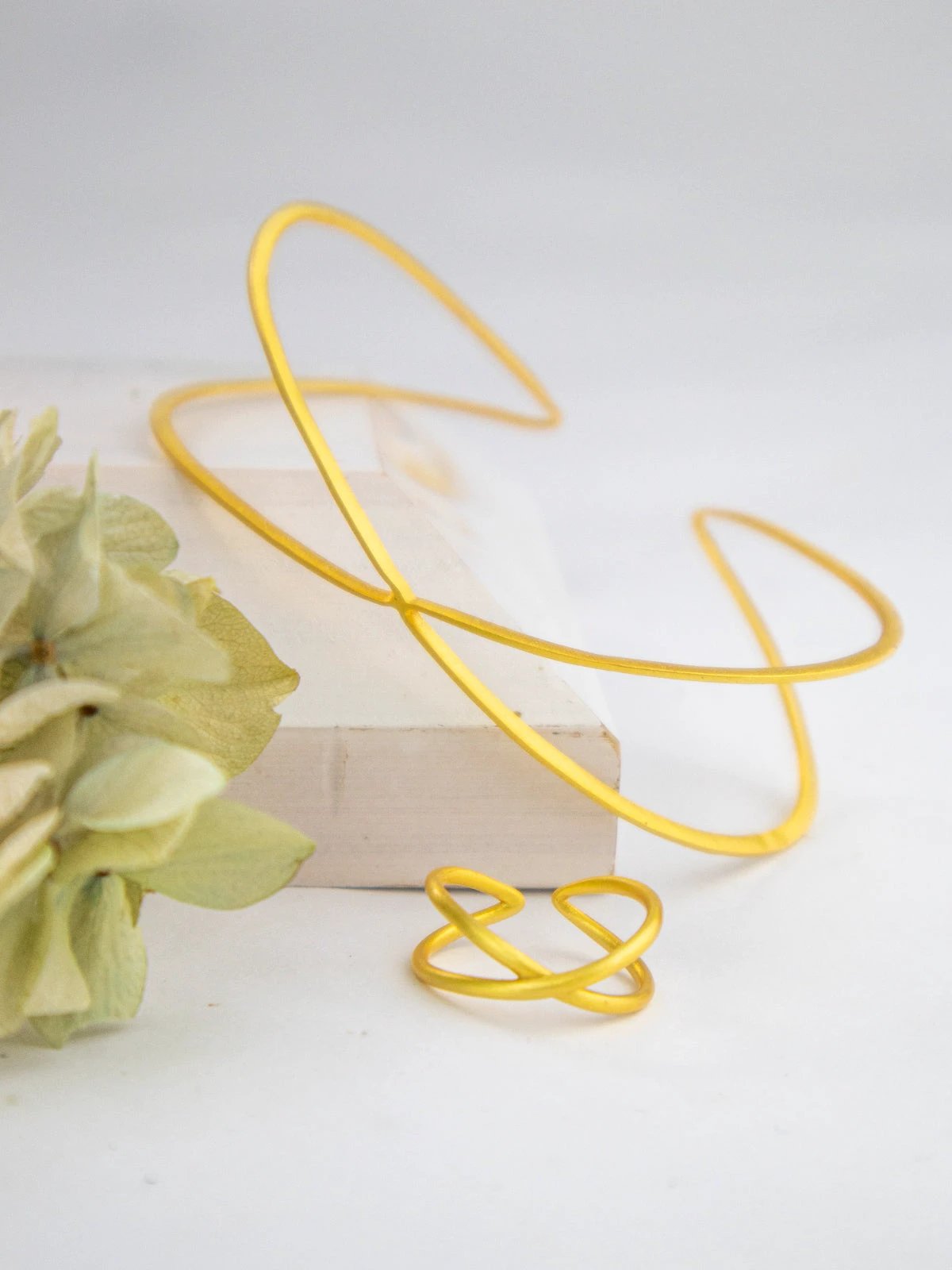 X Leaf Bangle Bracelet by Ash & Rose