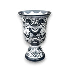 XL Black Talavera Planter | Hand-Painted Pedestal Flower Pot