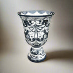 XL Black Talavera Planter | Hand - Painted Pedestal Flower Pot Talavera Flower Pot La Vie Bien XL Black Talavera Planter | Hand - Painted Pedestal Flower Pot