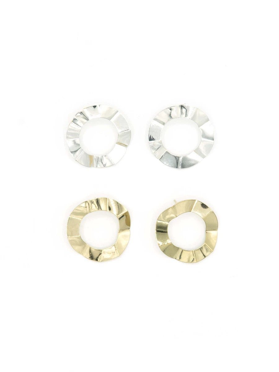 XL Crinkled Circle Studs