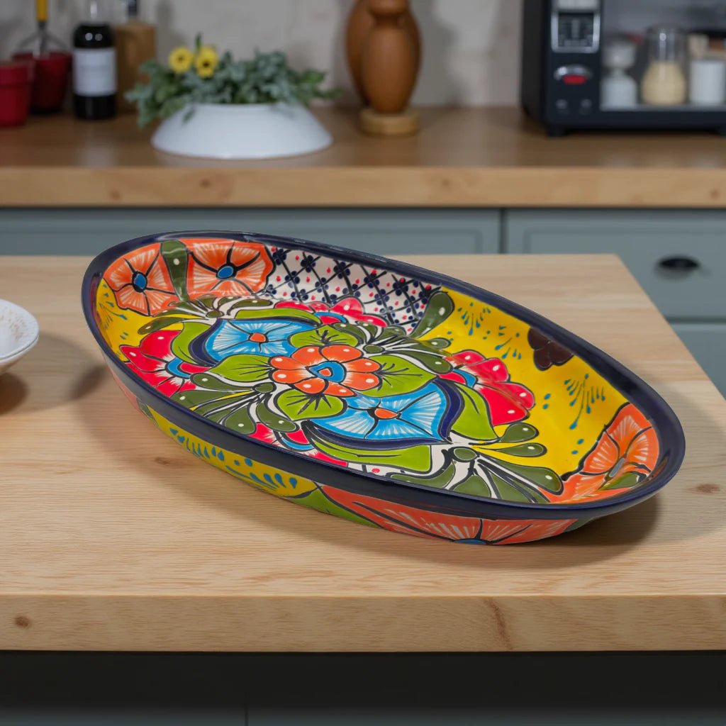 XL Oval Talavera Platter | Hand-Painted Mexican Serving Dish Talavera Oval Platter La Vie Bien XL Oval Talavera Platter | Hand-Painted Mexican Serving Dish