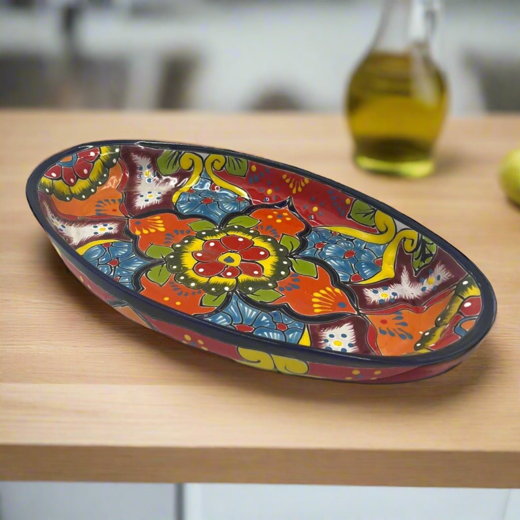 XL Oval Talavera Platter | Hand-Painted Mexican Serving Dish Talavera Oval Platter La Vie Bien XL Oval Talavera Platter | Hand-Painted Mexican Serving Dish