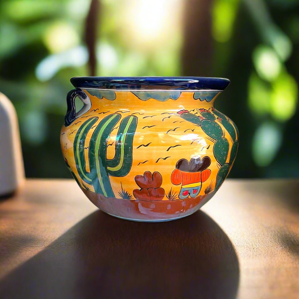 XL Talavera Flower Pot | Hand - Painted Desert Design Planter Talavera Flower Pot La Vie Bien XL Talavera Flower Pot | Hand - Painted Desert Design Planter
