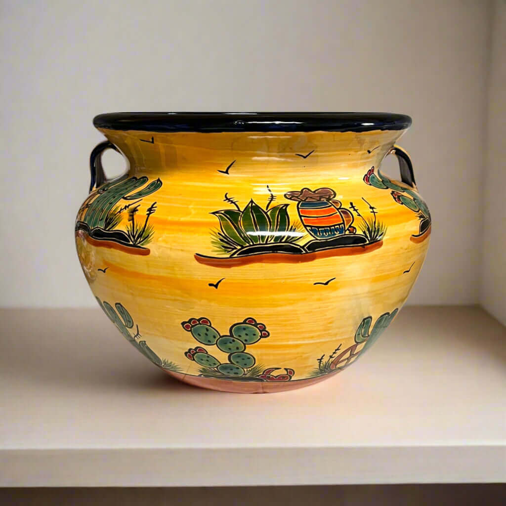 XL Talavera Flower Pot | Hand - Painted Desert Design Planter Talavera Flower Pot La Vie Bien XL Talavera Flower Pot | Hand - Painted Desert Design Planter