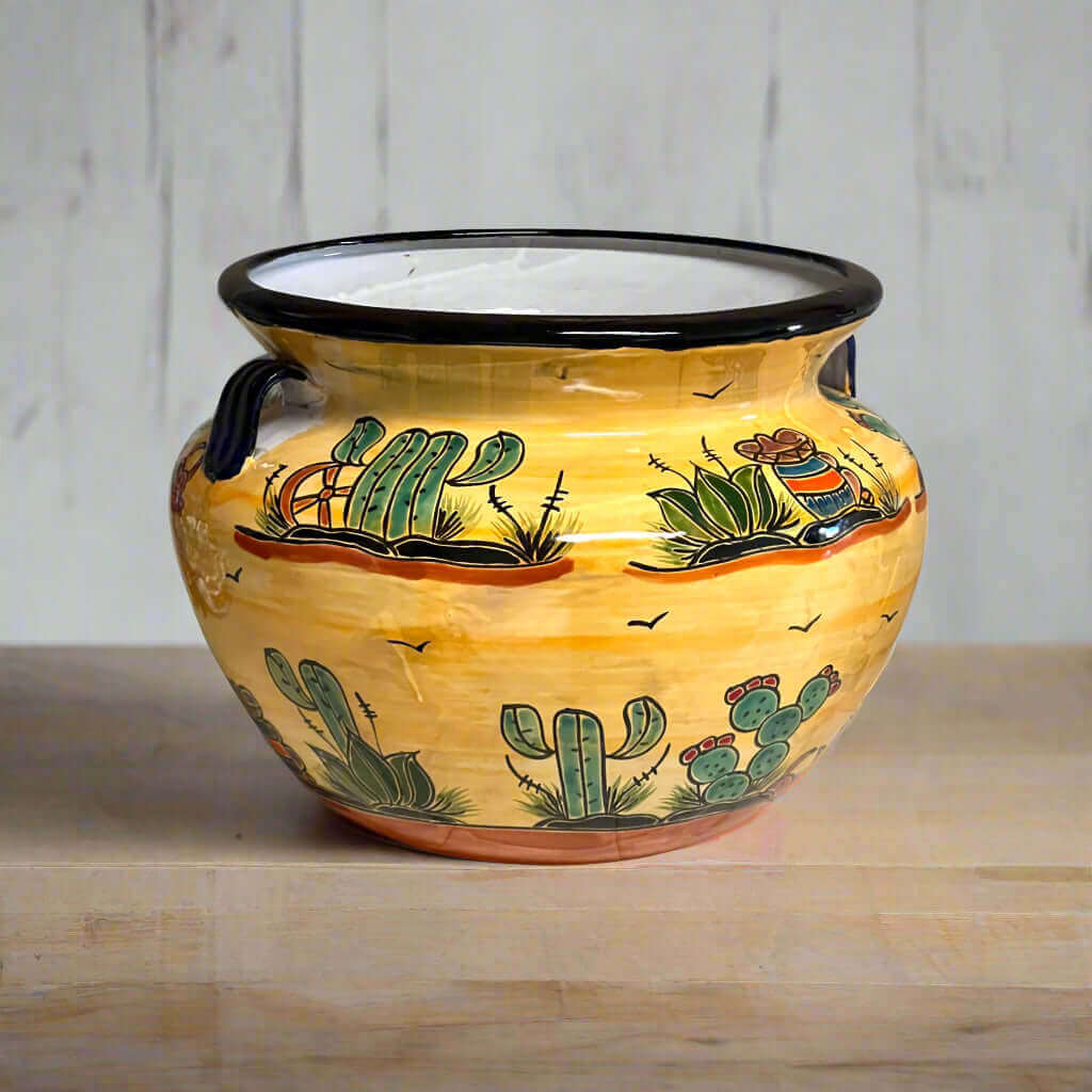 XL Talavera Flower Pot | Hand - Painted Desert Design Planter Talavera Flower Pot La Vie Bien XL Talavera Flower Pot | Hand - Painted Desert Design Planter