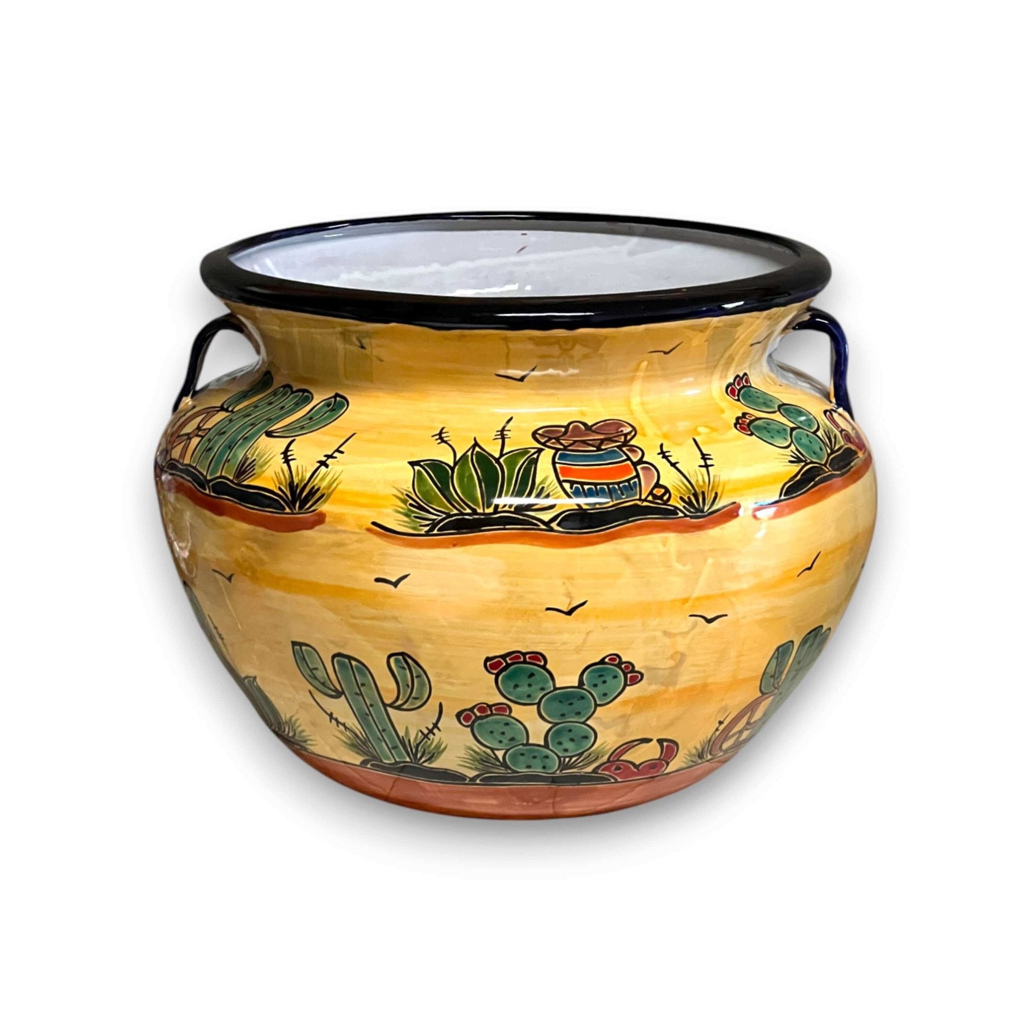 XL Talavera Flower Pot | Hand-Painted Desert Design Planter Talavera Flower Pot La Vie Bien XL Talavera Flower Pot | Hand-Painted Desert Design Planter