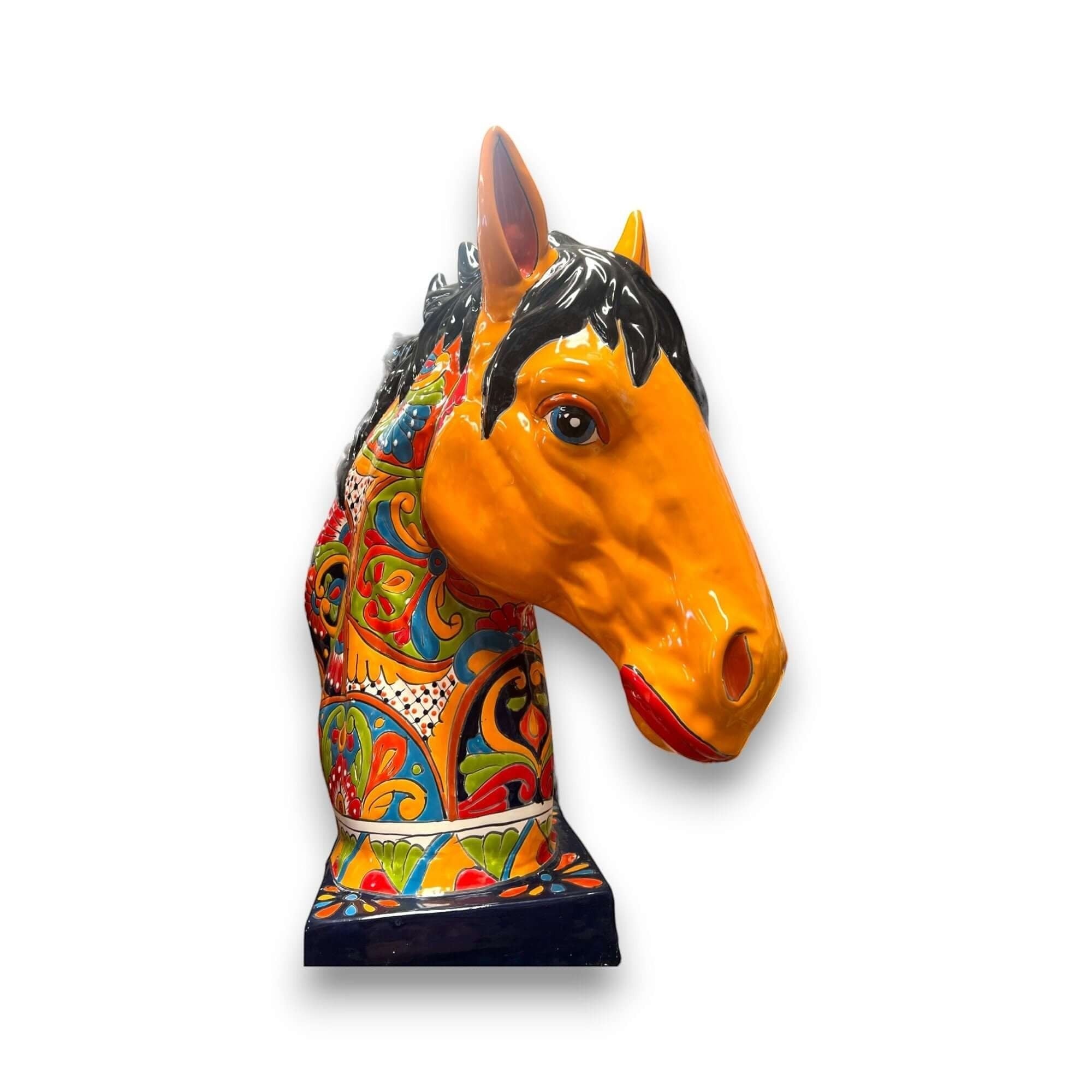 XL Talavera Horse Head Statue | Colorful Handmade Mexican Pottery Talavera Statue La Vie Bien XL Talavera Horse Head Statue | Colorful Handmade Mexican Pottery