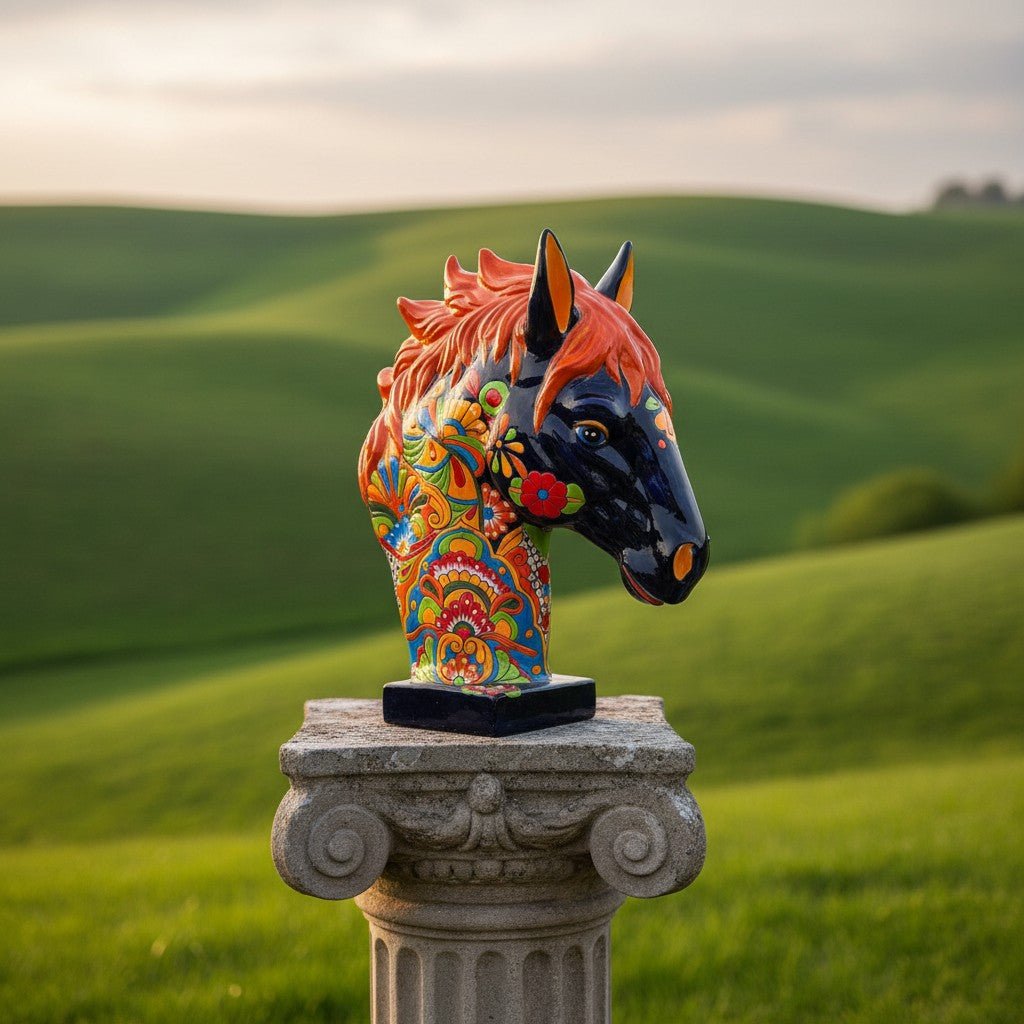 XL Talavera Horse Head Statue | Colorful Handmade Mexican Pottery Talavera Statue La Vie Bien XL Talavera Horse Head Statue | Colorful Handmade Mexican Pottery
