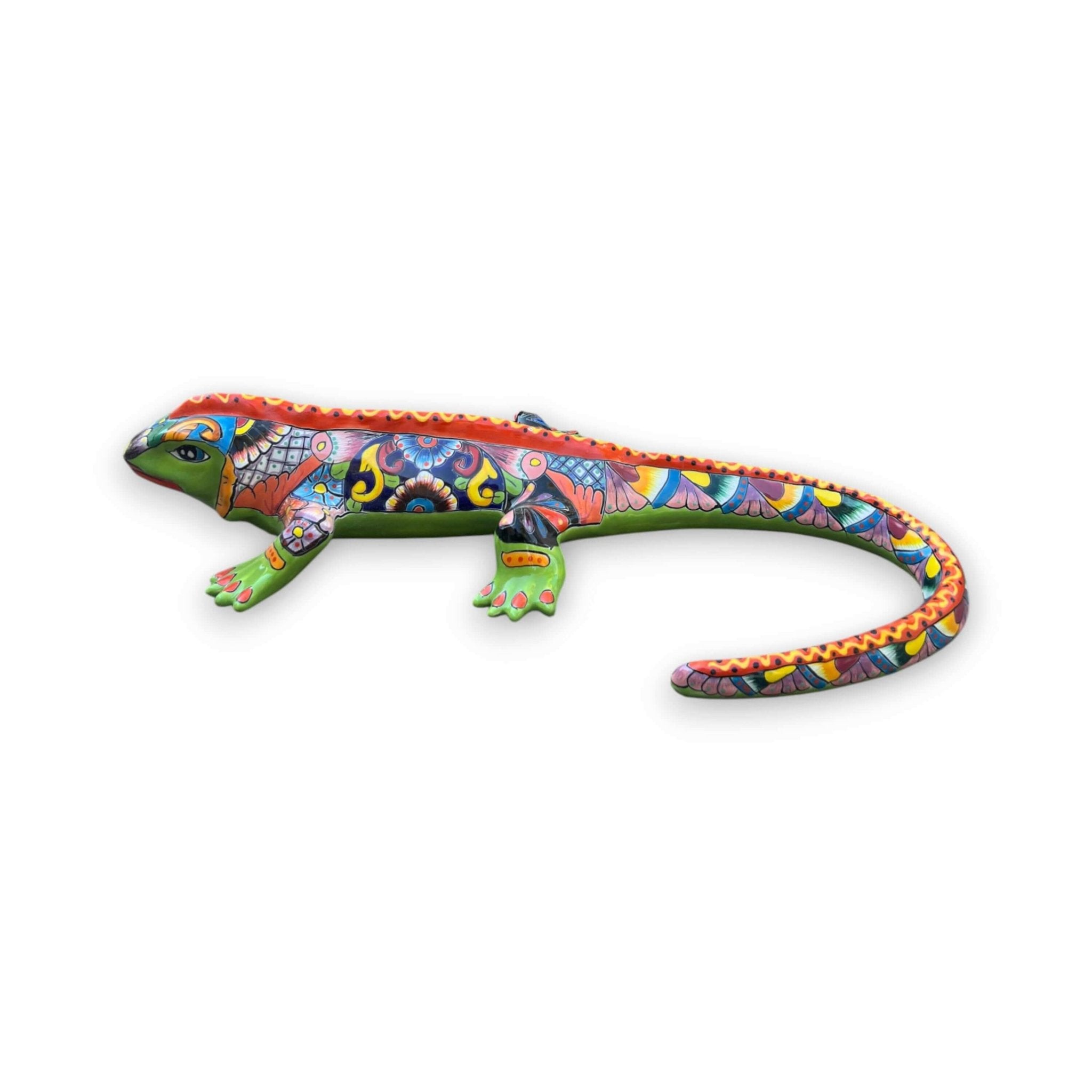 XL Talavera Iguana Statue | Hand - Painted Mexican Ceramic Art Talavera Statue La Vie Bien XL Talavera Iguana Statue | Hand - Painted Mexican Ceramic Art