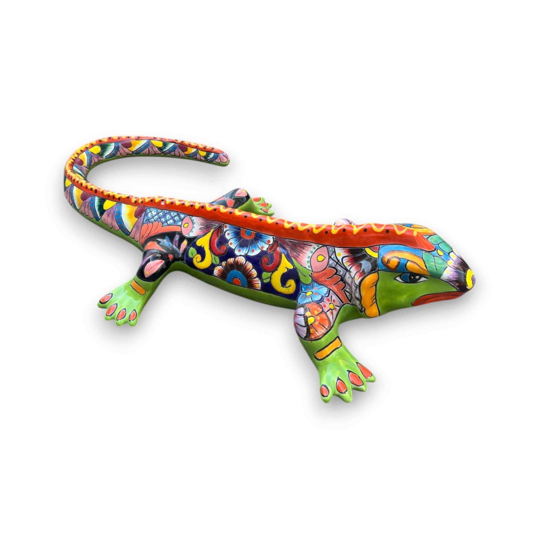 XL Talavera Iguana Statue | Hand - Painted Mexican Ceramic Art Talavera Statue La Vie Bien XL Talavera Iguana Statue | Hand - Painted Mexican Ceramic Art