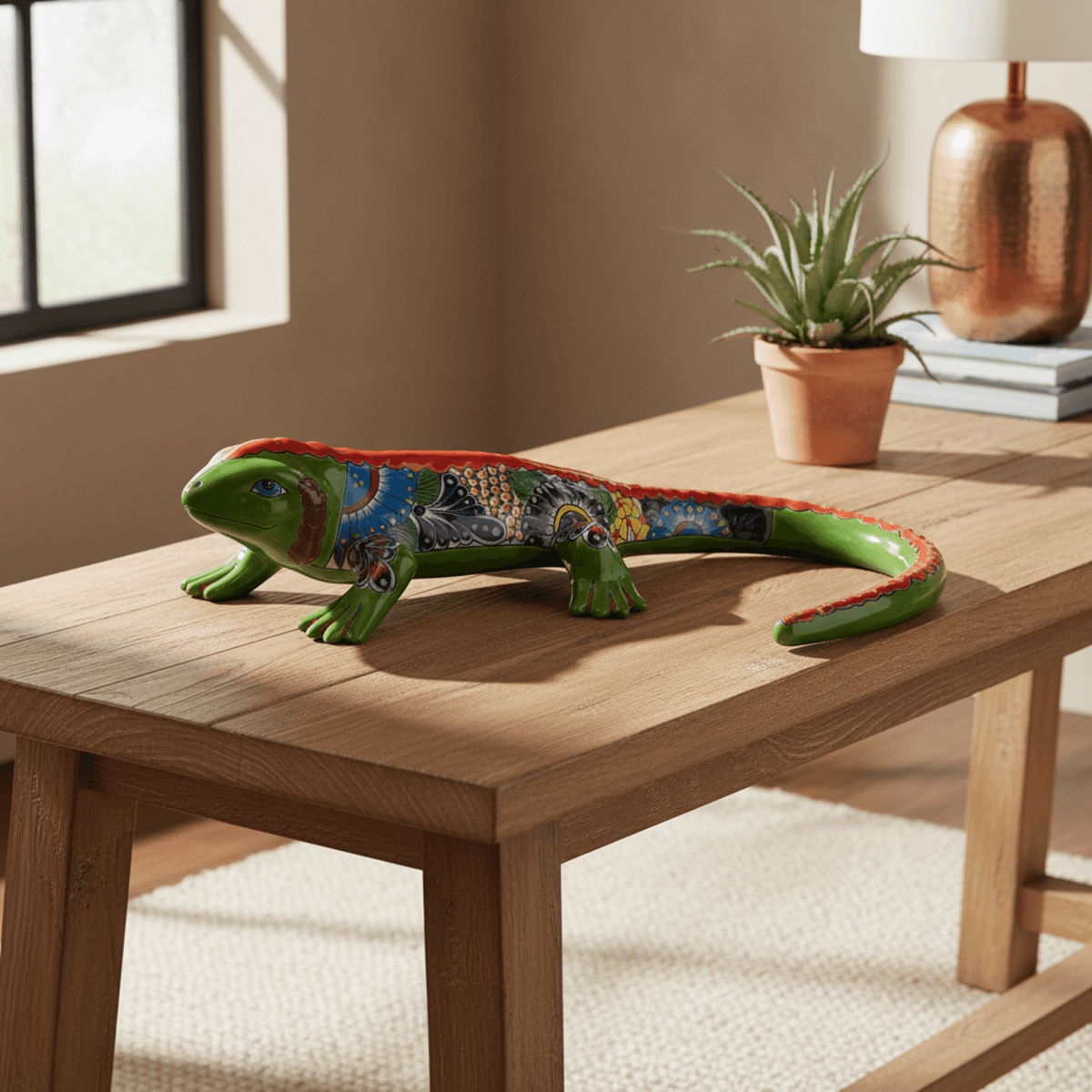 XL Talavera Iguana Statue | Hand-Painted Mexican Ceramic Art Talavera Statue La Vie Bien XL Talavera Iguana Statue | Hand-Painted Mexican Ceramic Art
