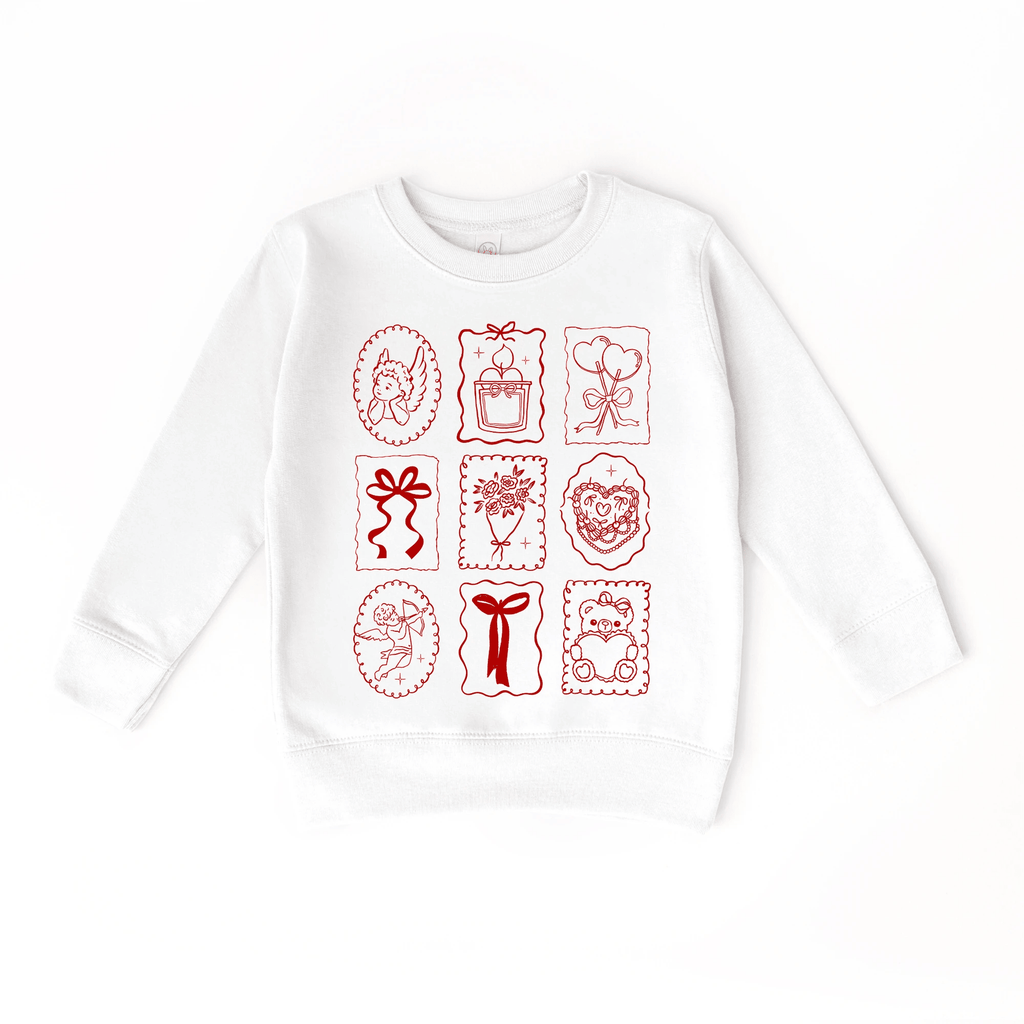 XOXO Valentine's Doodle toddler or youth Sweater - Valentine's Day collection by Benny and Ray Apparel