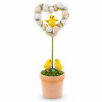 Easter Chick Heart Egg Topiary Figurine - Tabletop Spring Decor 12.5 Inches