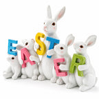 Wooden-Style Easter Bunny Figurine - 8.7" Tall Spring Letter Mantel Decor