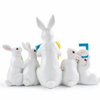 Wooden-Style Easter Bunny Figurine - 8.7" Tall Spring Letter Mantel Decor
