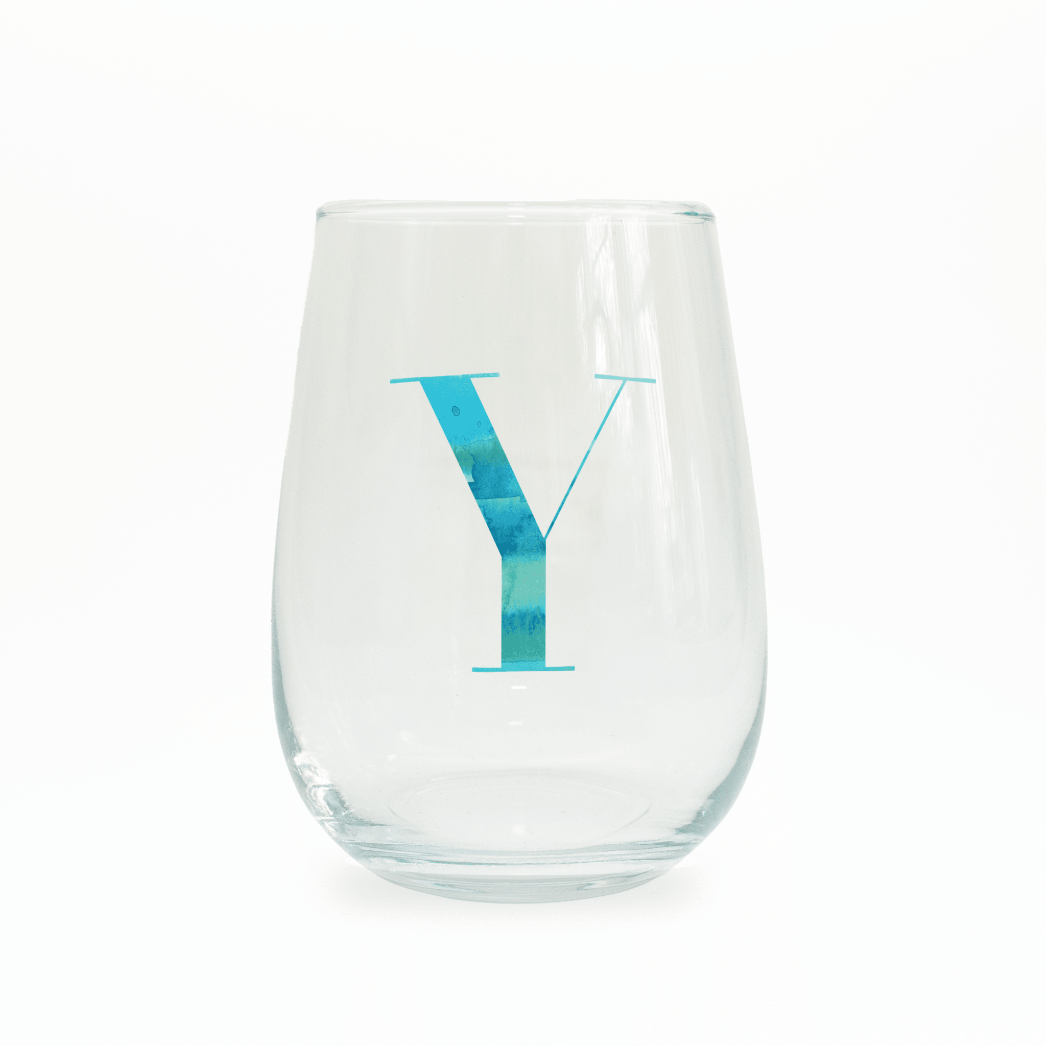 Y Monogram Stemless Wine Glass Wine Glass La Vie Bien Y Monogram Stemless Wine Glass
