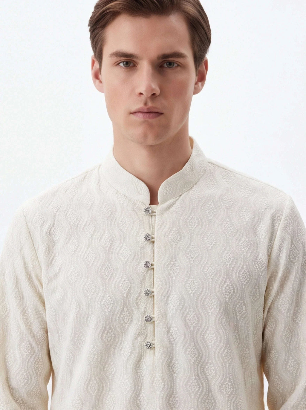 2071 - Off white chickankari kurta set