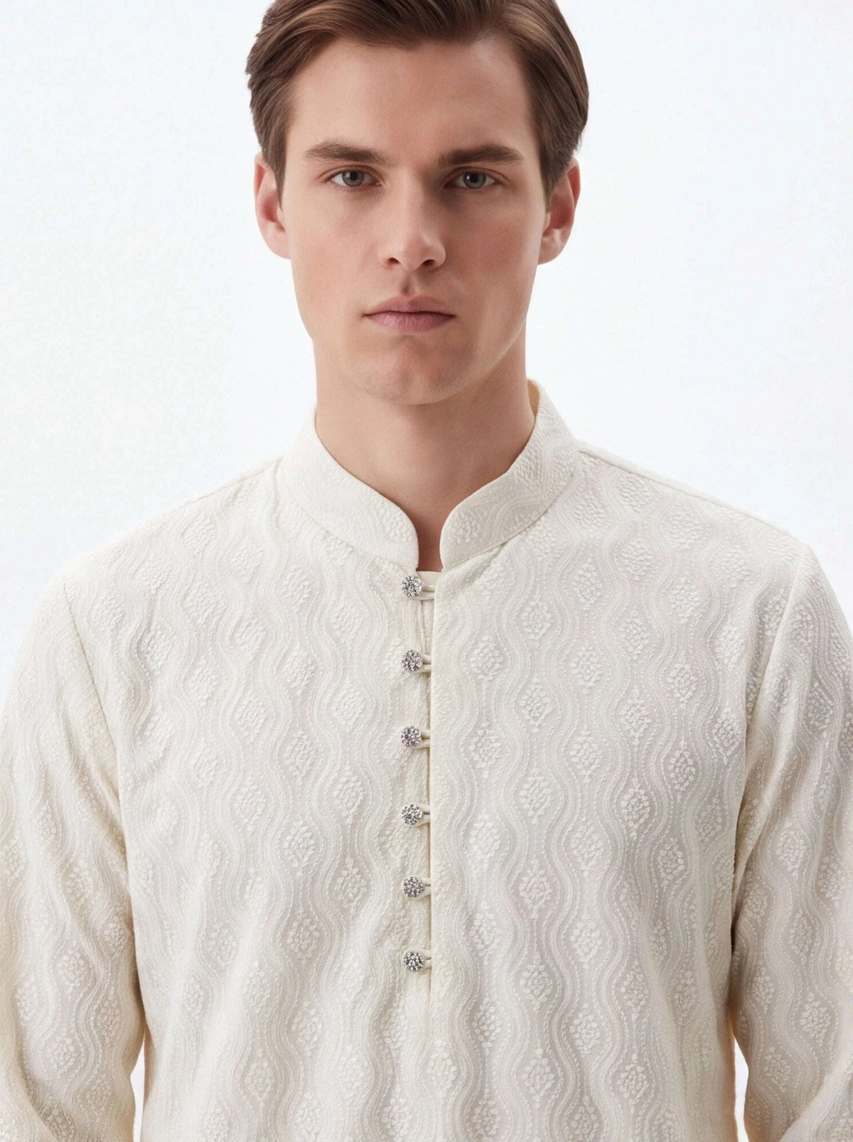 2071 - Off white chickankari kurta set