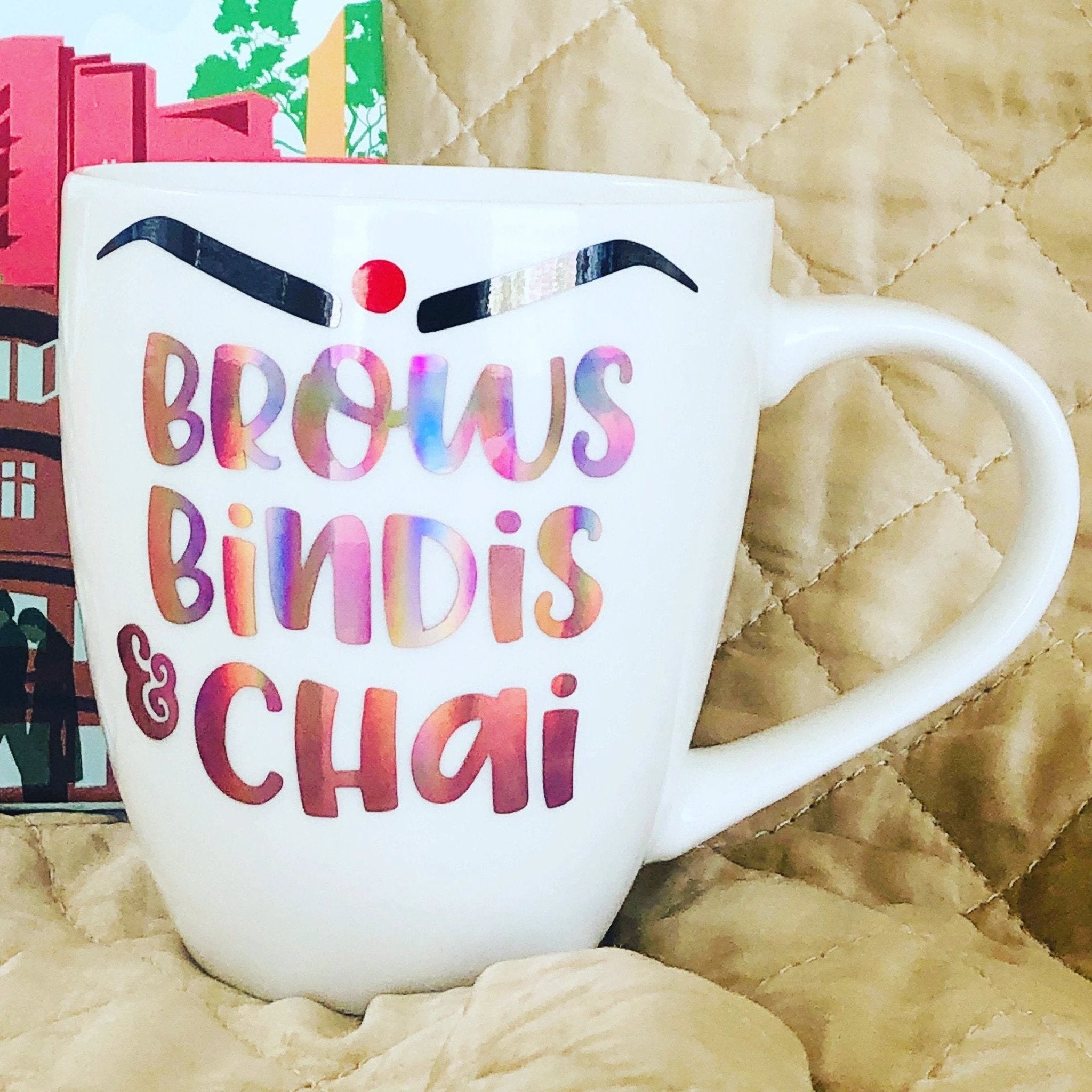 Brows Bindis & Chai Mug by Modern Desi