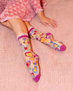 Y2K Hearts Ruffle Sheer Crew Sock by Sock Candy