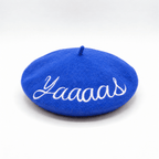 Yaaaas Embroidered Beret in Blue Hat La Vie Bien Yaaaas Embroidered Beret in Blue